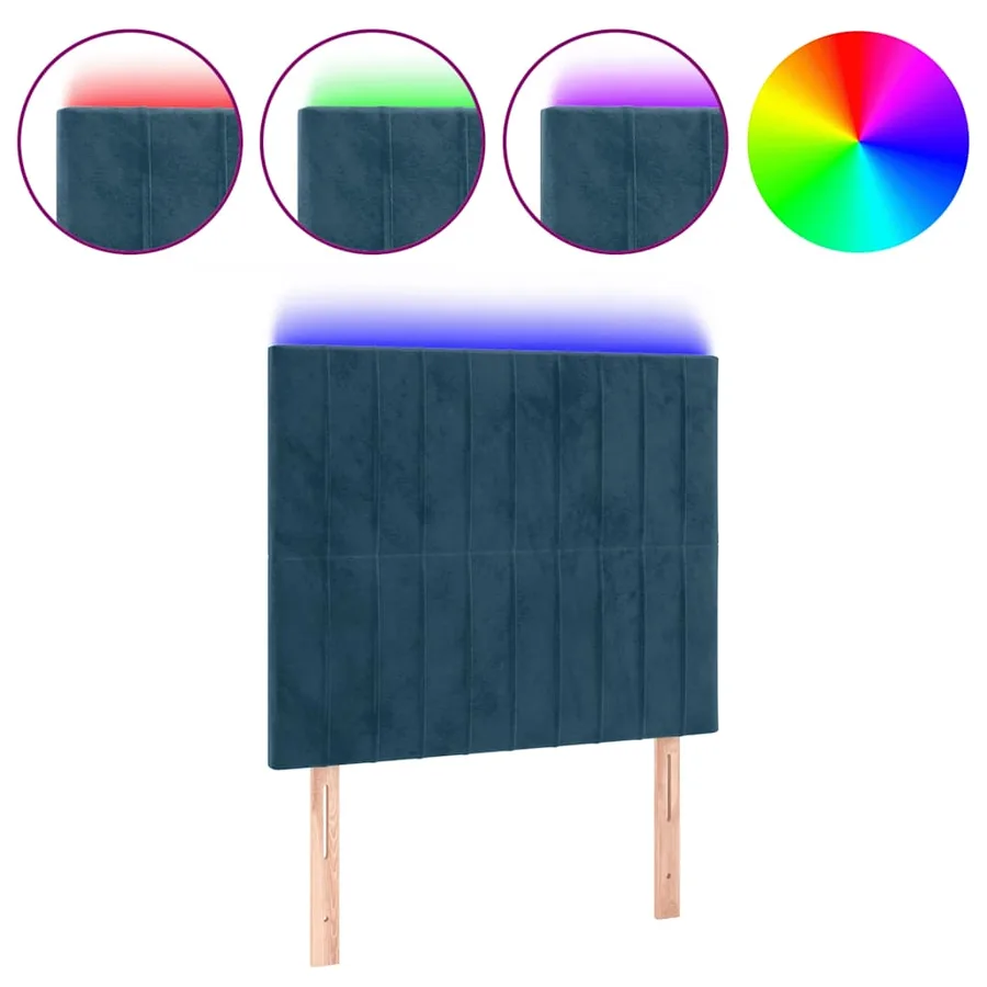Tête de lit à LED Bleu foncé 80x5x118/128 cm Velours - 2
