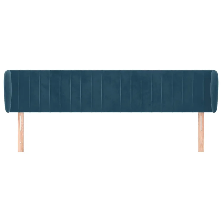 Tête de lit avec oreilles Bleu foncé 163x23x78/88 cm Velours - 3