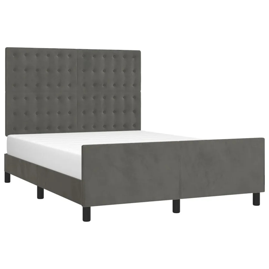 Cadre de lit sans matelas gris foncé 140x190 cm velours - 3