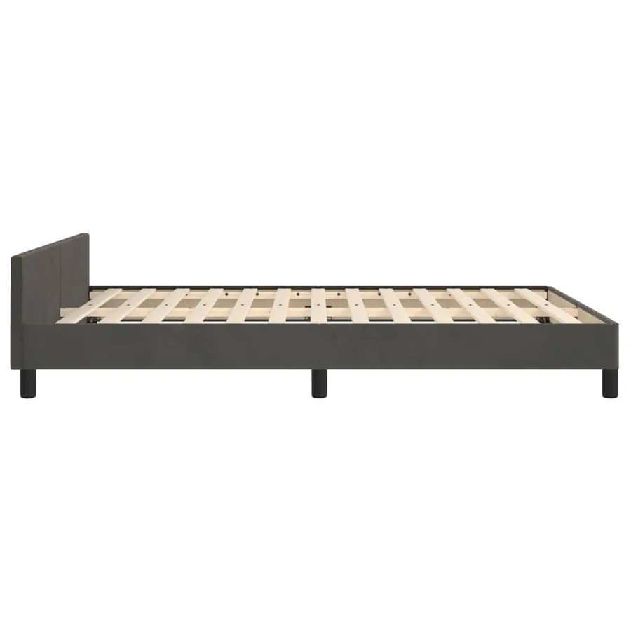 Cadre de lit sans matelas gris foncé 140x190 cm velours - 7