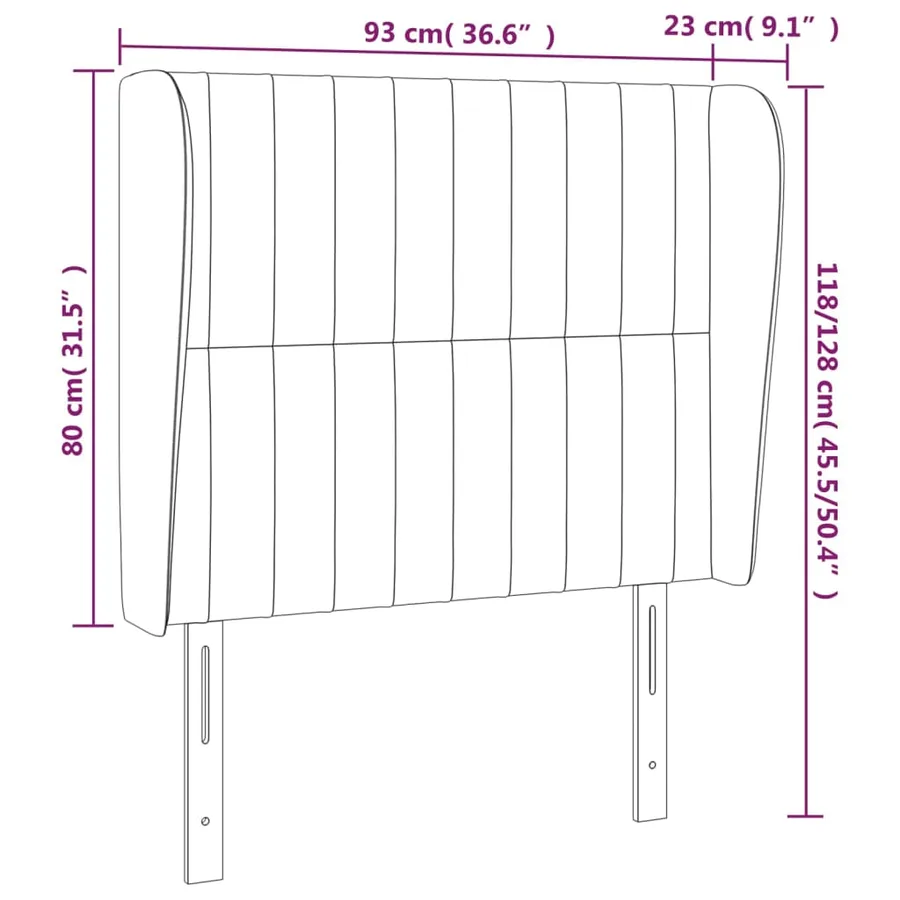 Tête de lit avec oreilles Rose 93x23x118/128 cm Velours - 9
