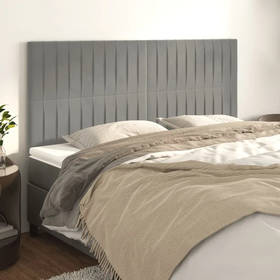 Tête de lit Gris clair 160x5x118/128 cm Velours