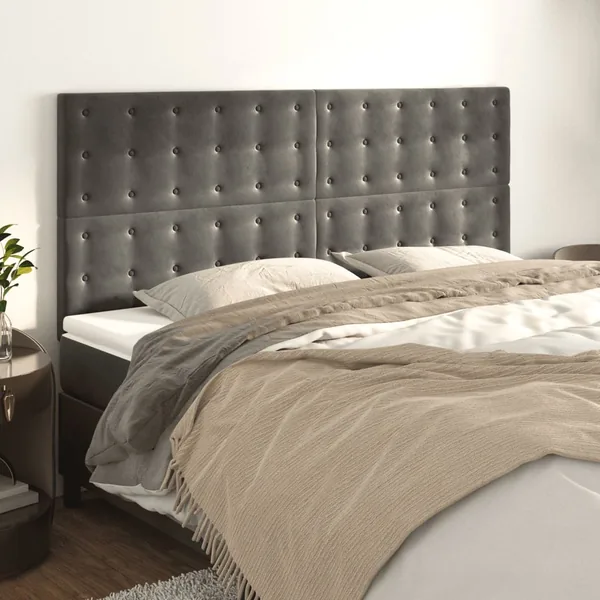 Tête de lit Gris foncé 200 x 5 x 118/128 cm Velours