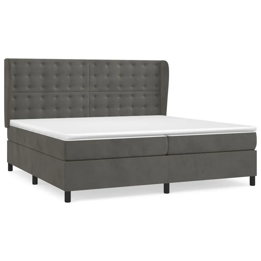 Sommier à lattes de lit et matelas Gris foncé 200x200cm Velours - 2