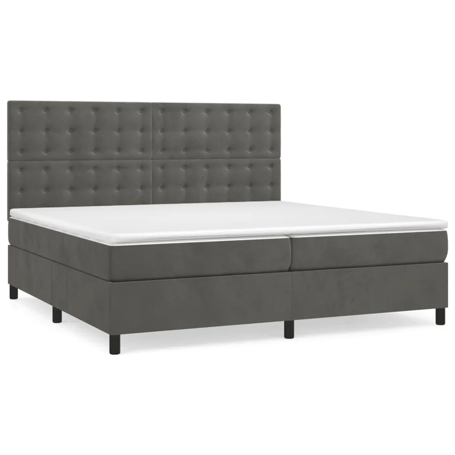 Sommier à lattes de lit et matelas Gris foncé 200x200cm Velours - 2