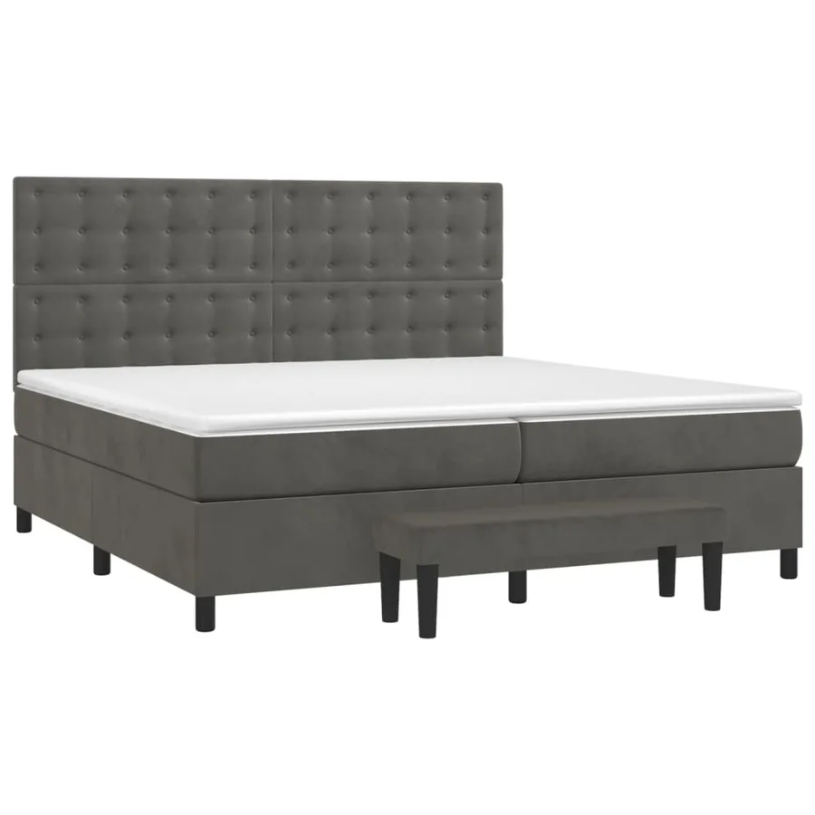 Sommier à lattes de lit et matelas Gris foncé 200x200cm Velours - 3
