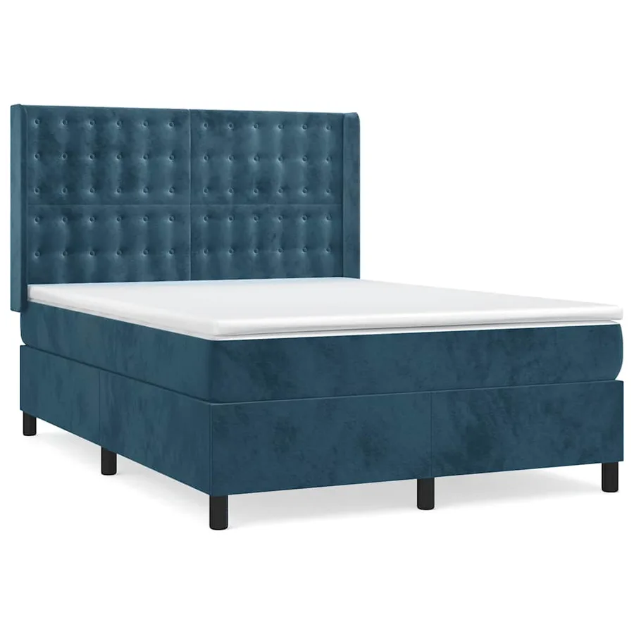 Sommier à lattes de lit et matelas Bleu foncé 140x190cm Velours - 2