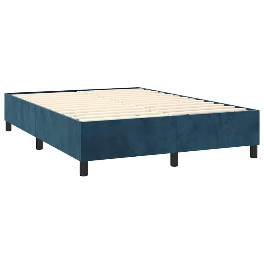 Sommier à lattes de lit et matelas Bleu foncé 140x190cm Velours - 4