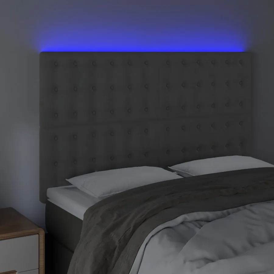 Tête de lit à LED Gris clair 144x5x118/128 cm Velours - 3