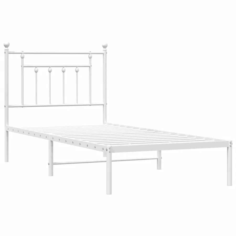 Cadre de lit métal sans matelas avec tête de lit blanc 90x190cm - 3