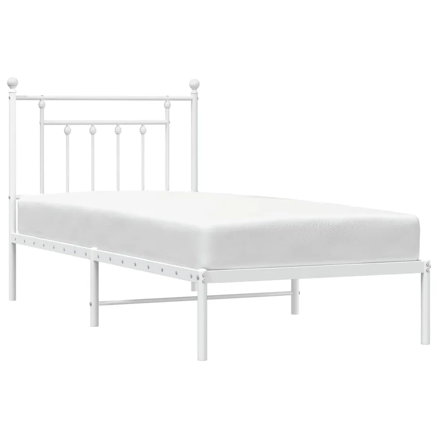 Cadre de lit métal sans matelas avec tête de lit blanc 90x190cm - 5