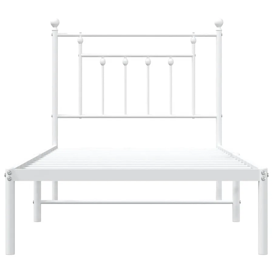 Cadre de lit métal sans matelas avec tête de lit blanc 90x190cm - 6