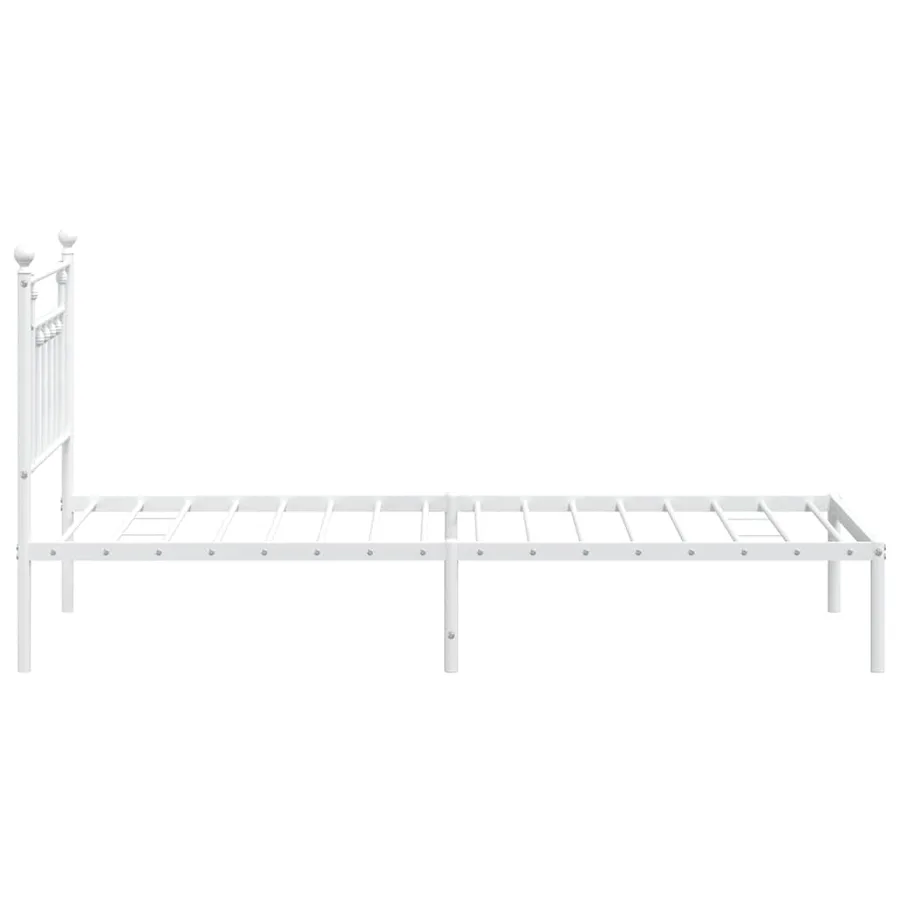Cadre de lit métal sans matelas avec tête de lit blanc 90x190cm - 7