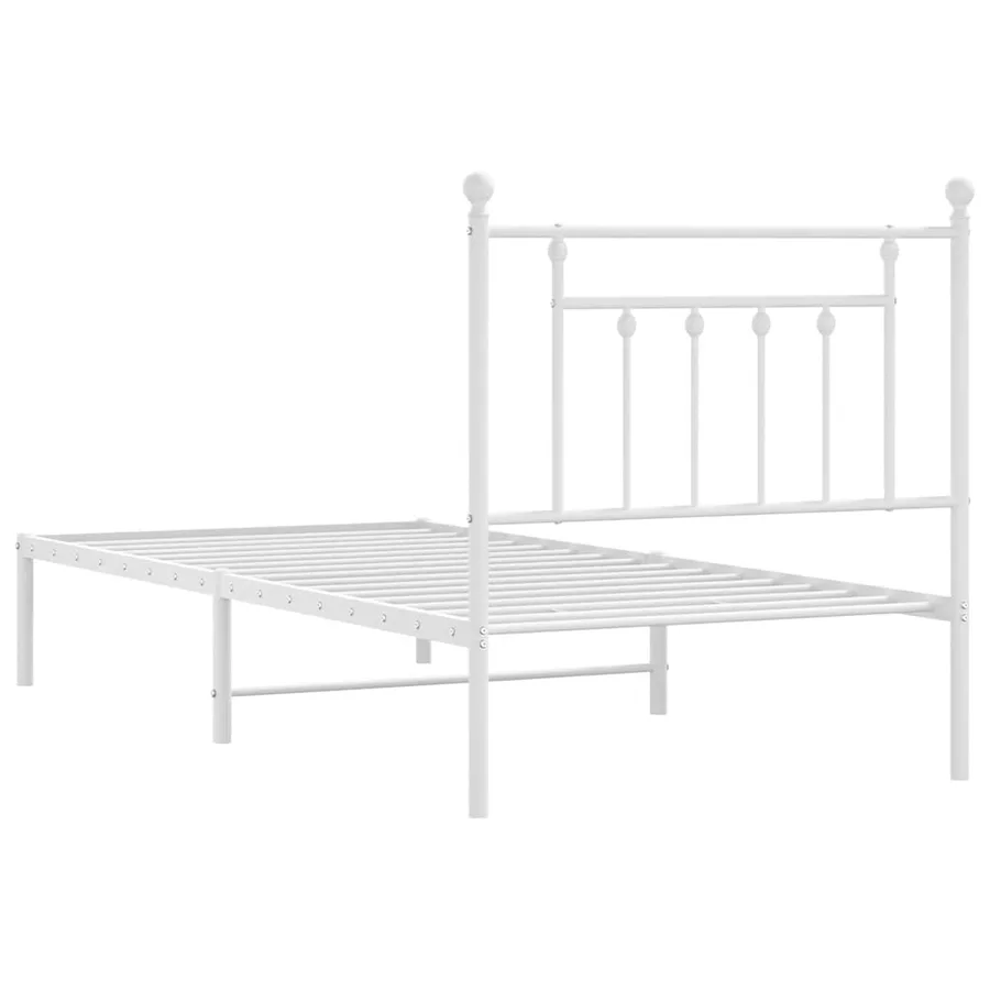 Cadre de lit métal sans matelas avec tête de lit blanc 90x190cm - 8