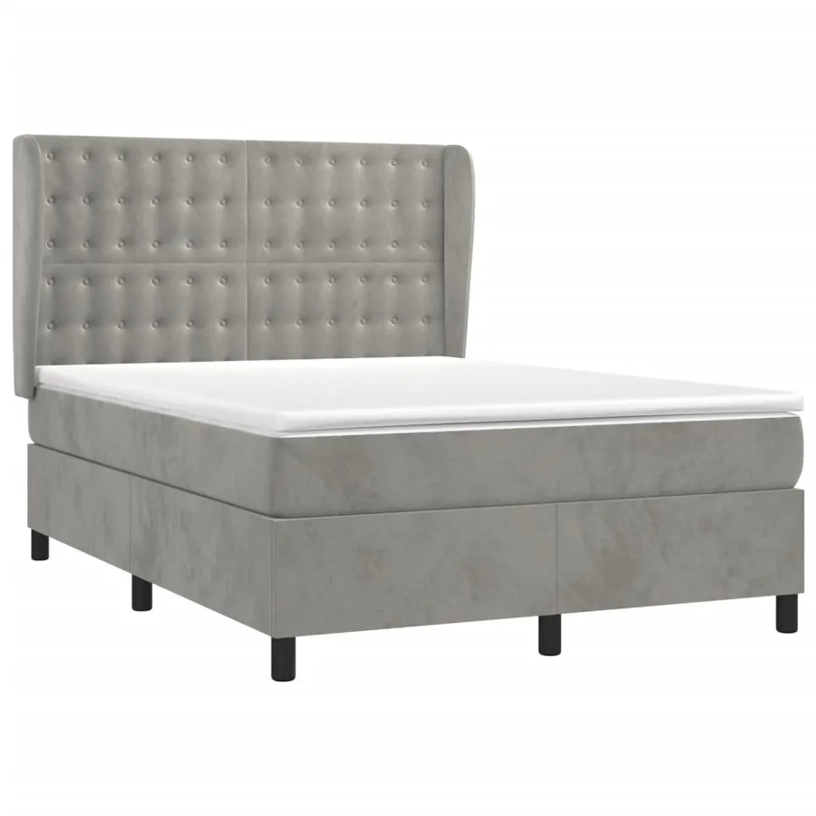 Sommier à lattes de lit et matelas Gris clair 140x200cm Velours - 3