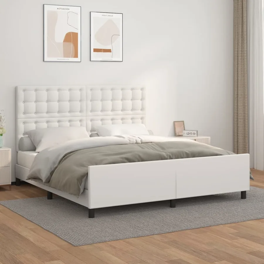 Cadre de lit sans matelas blanc 160x200 cm similicuir