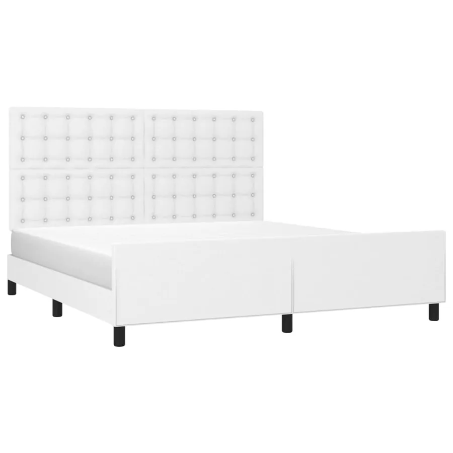 Cadre de lit sans matelas blanc 160x200 cm similicuir - 3