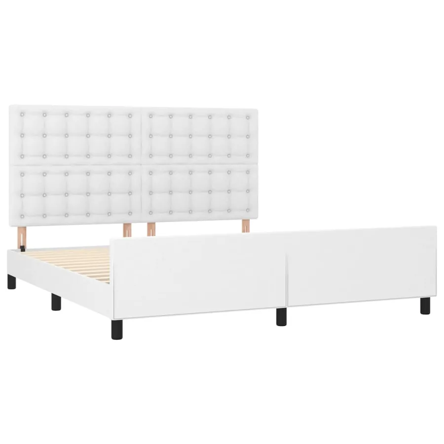 Cadre de lit sans matelas blanc 160x200 cm similicuir - 4