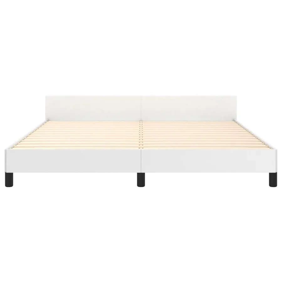 Cadre de lit sans matelas blanc 160x200 cm similicuir - 6