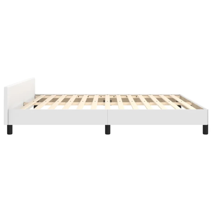 Cadre de lit sans matelas blanc 160x200 cm similicuir - 7