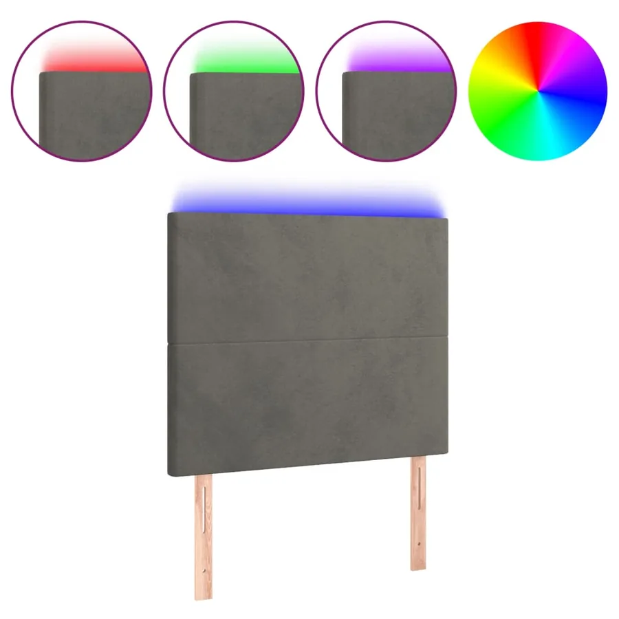 Tête de lit à LED Gris foncé 80x5x118/128 cm Velours - 2
