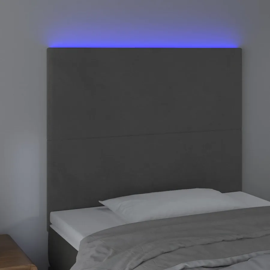 Tête de lit à LED Gris foncé 80x5x118/128 cm Velours - 3