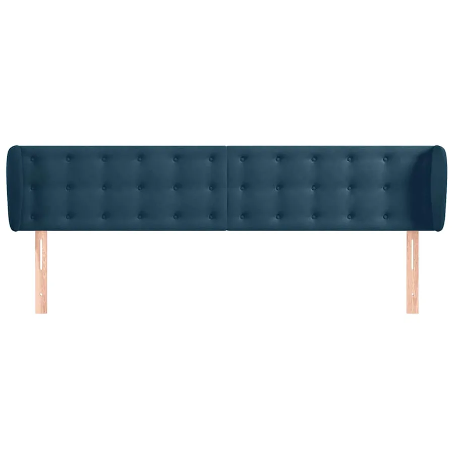 Tête de lit avec oreilles Bleu foncé 163x23x78/88 cm Velours - 3