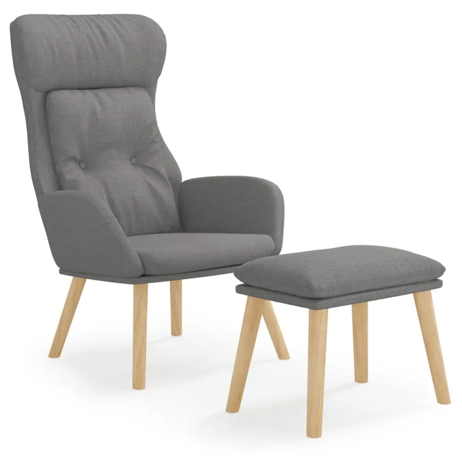 Chaise de relaxation avec repose-pied Gris clair Tissu - 2
