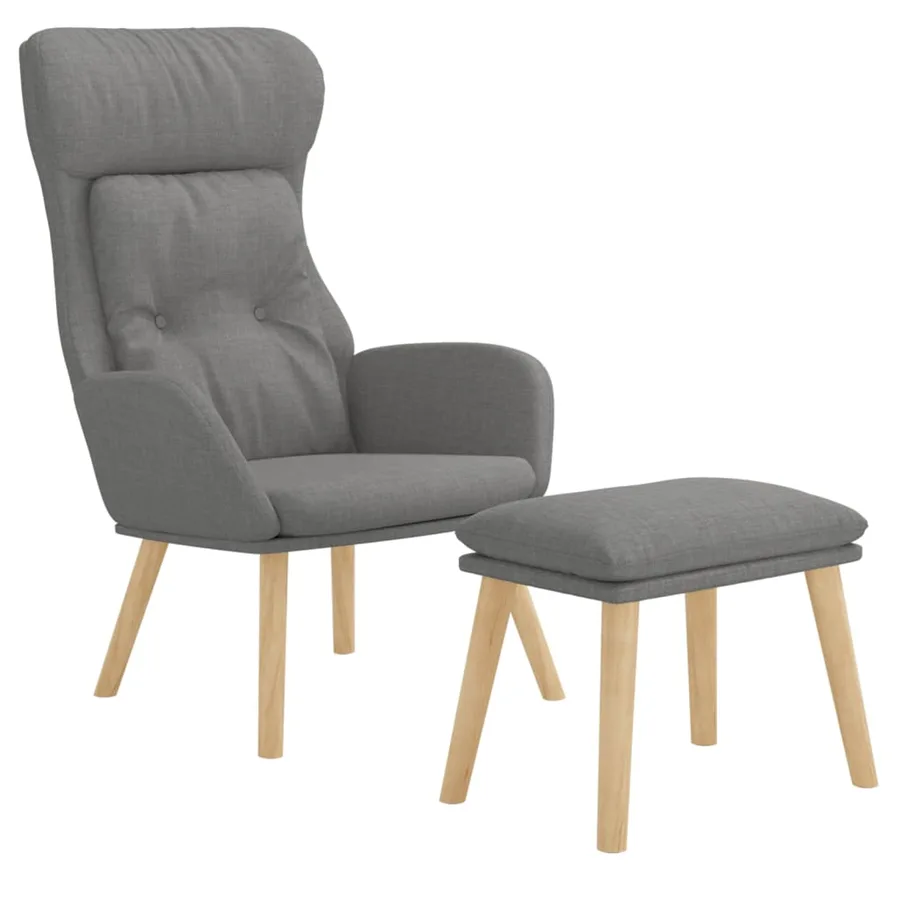 Chaise de relaxation avec repose-pied Gris clair Tissu - 3