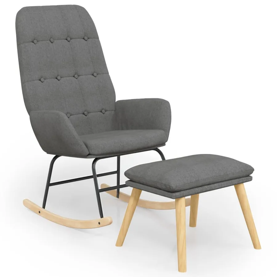 Chaise à bascule avec repose-pied Gris clair Tissu - 2