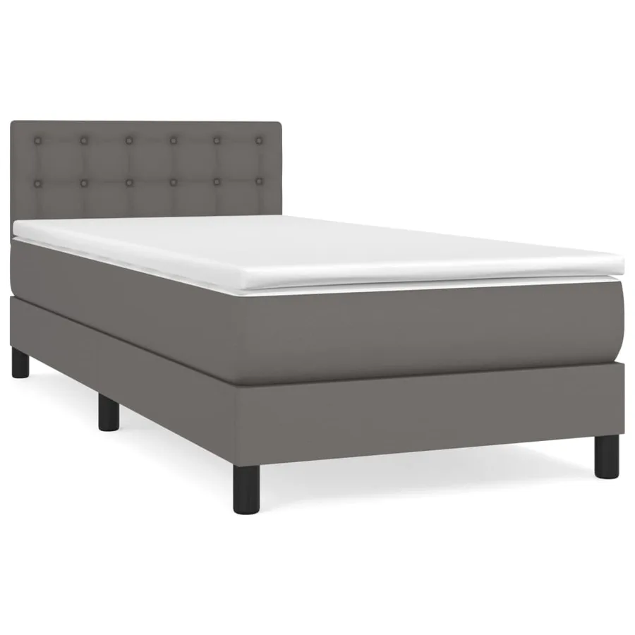 Sommier à lattes de lit avec matelas Gris 90x200 cm Similicuir - 2