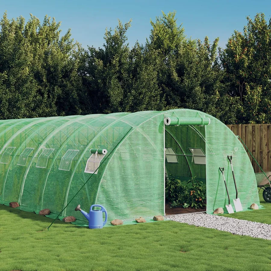 Serre avec cadre en acier vert 80 m² 20x4x2 m