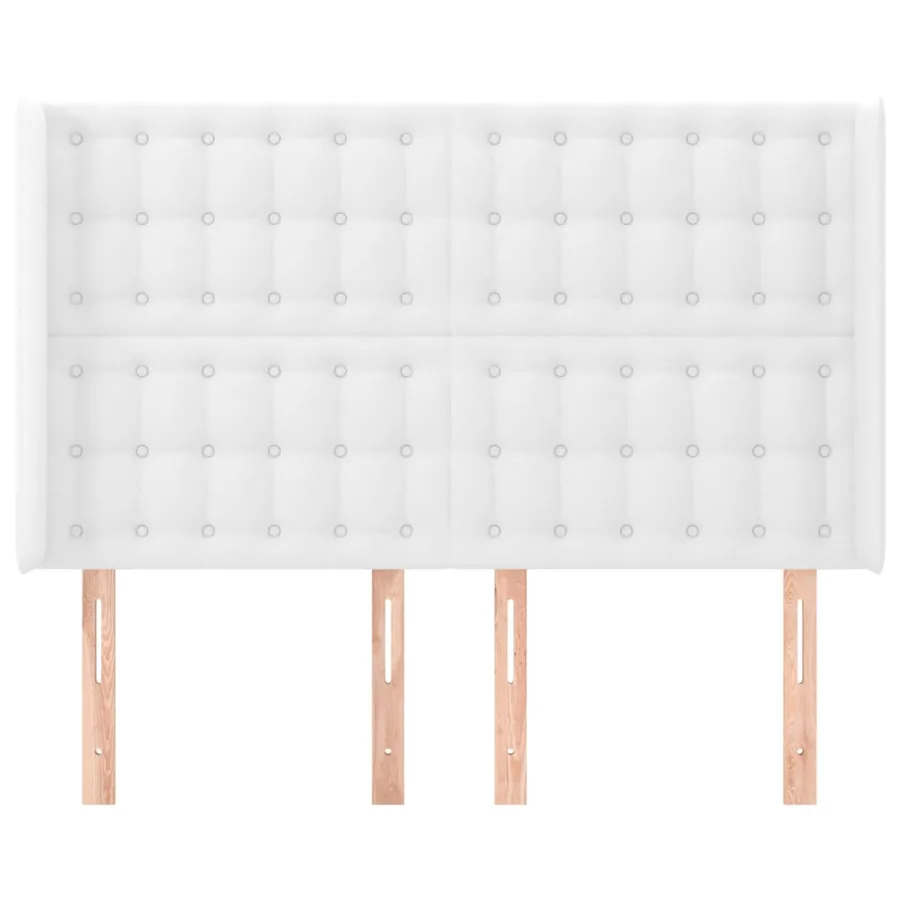 Tête de lit avec oreilles Blanc 147x16x118/128 cm Similicuir - 3