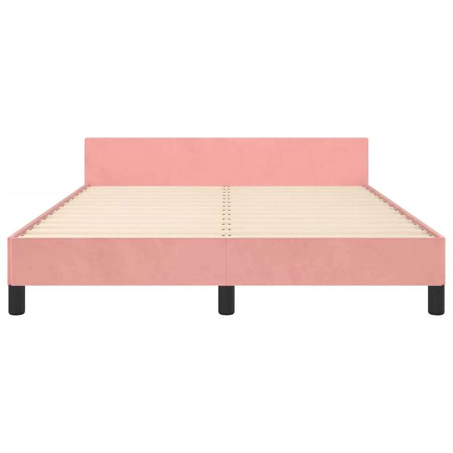 Cadre de lit sans matelas rose 140x200 cm velours - 6