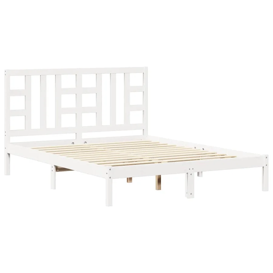 Cadre de lit sans matelas blanc 150x200 cm bois massif - 2