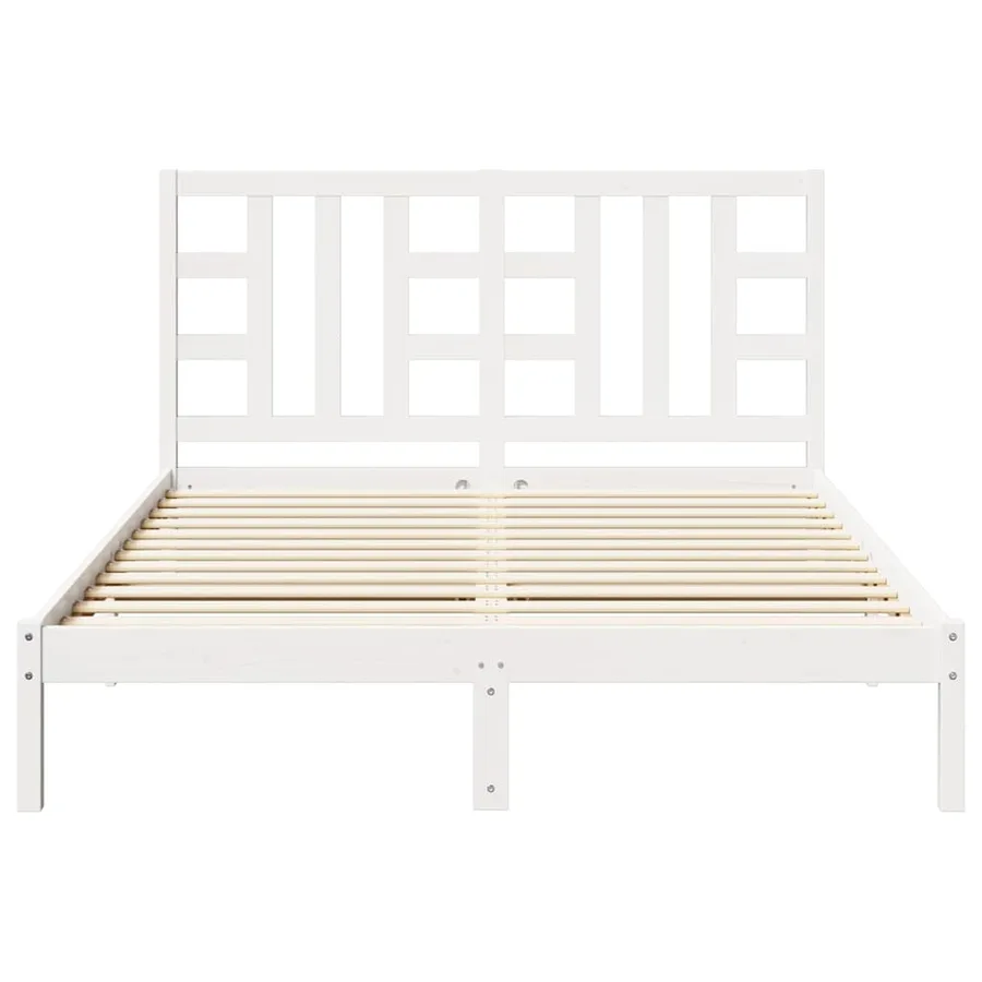 Cadre de lit sans matelas blanc 150x200 cm bois massif - 5