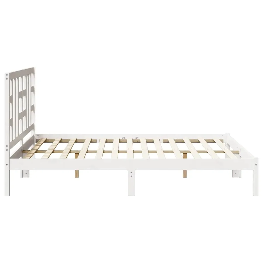 Cadre de lit sans matelas blanc 150x200 cm bois massif - 6