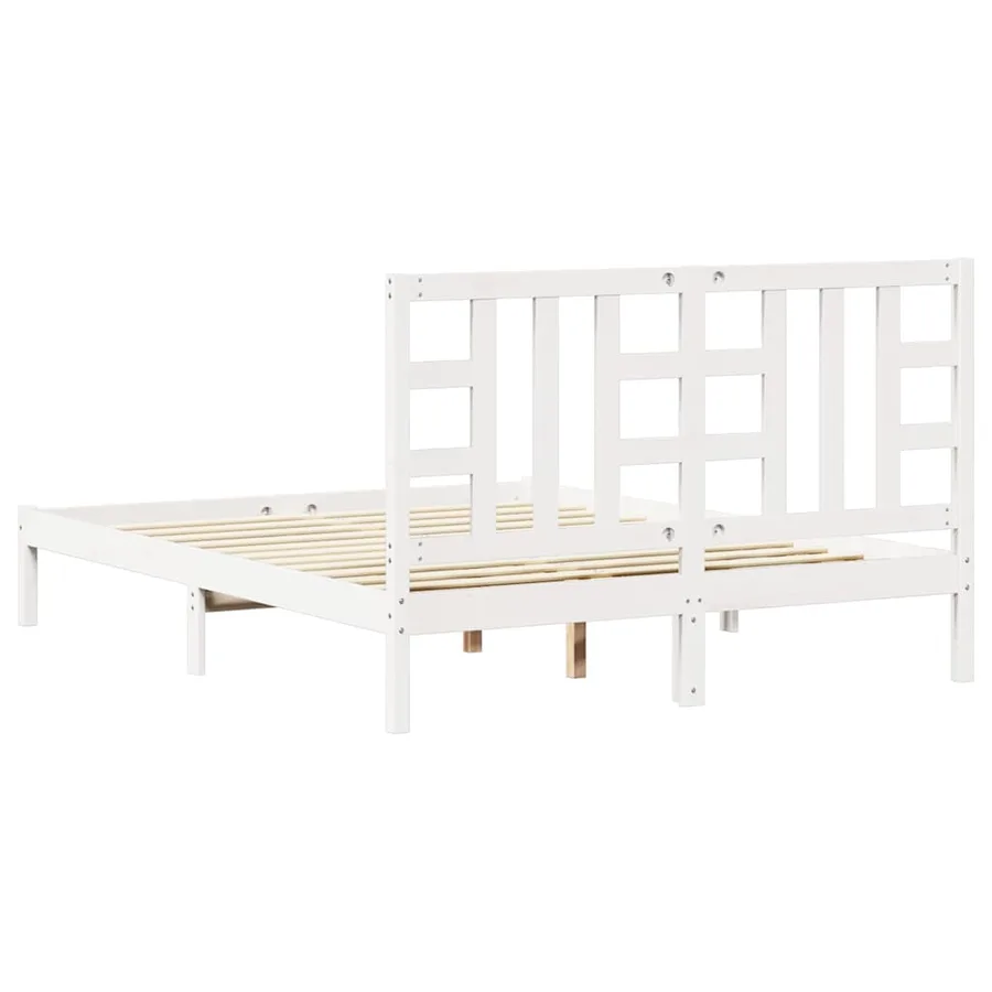 Cadre de lit sans matelas blanc 150x200 cm bois massif - 7