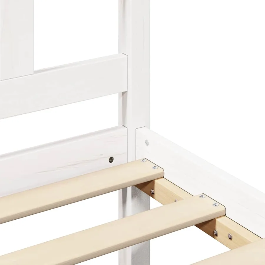 Cadre de lit sans matelas blanc 150x200 cm bois massif - 8