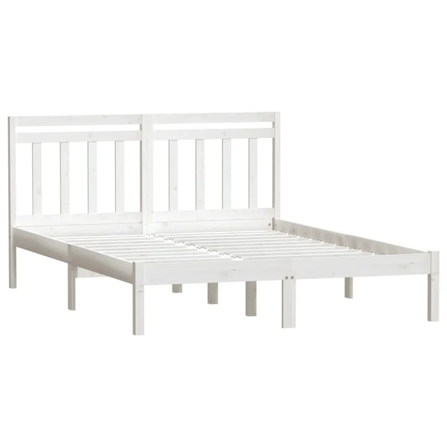 Cadre de lit sans matelas blanc bois de pin massif - 3