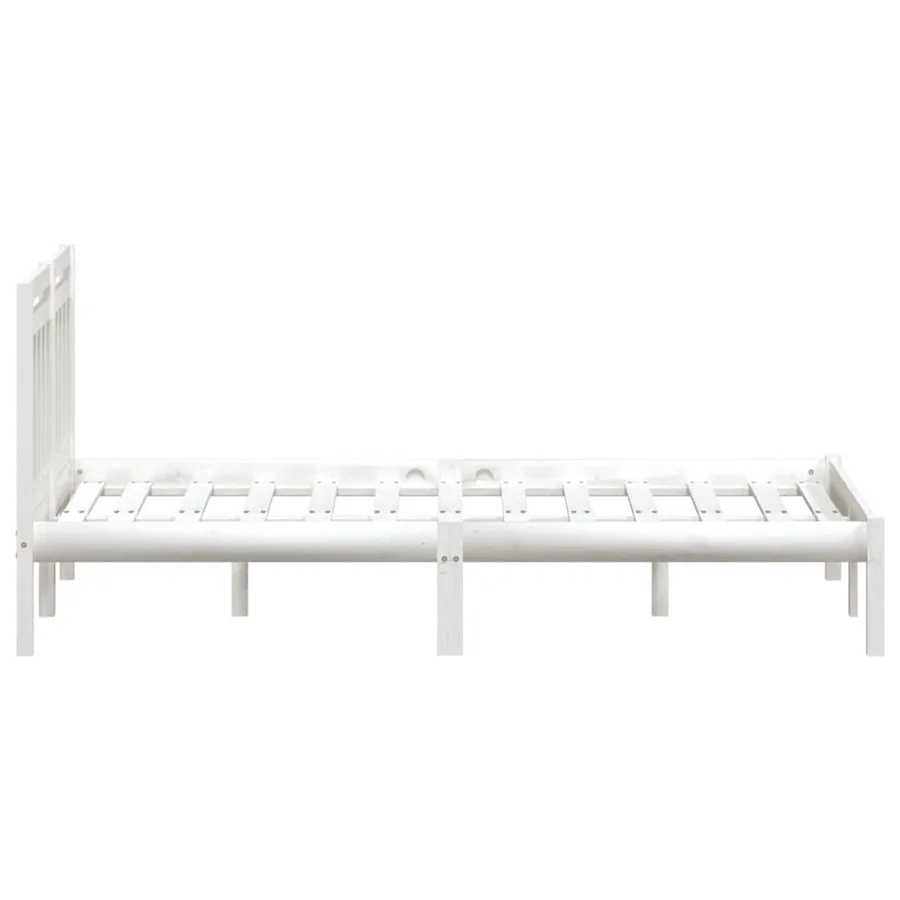 Cadre de lit sans matelas blanc bois de pin massif - 5