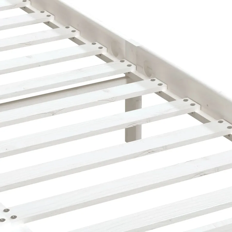 Cadre de lit sans matelas blanc bois de pin massif - 6