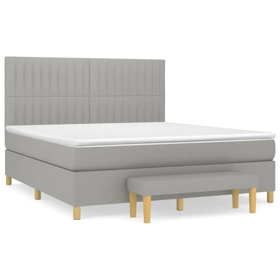 Sommier à lattes de lit avec matelas Gris clair 180x200cm Tissu - 2