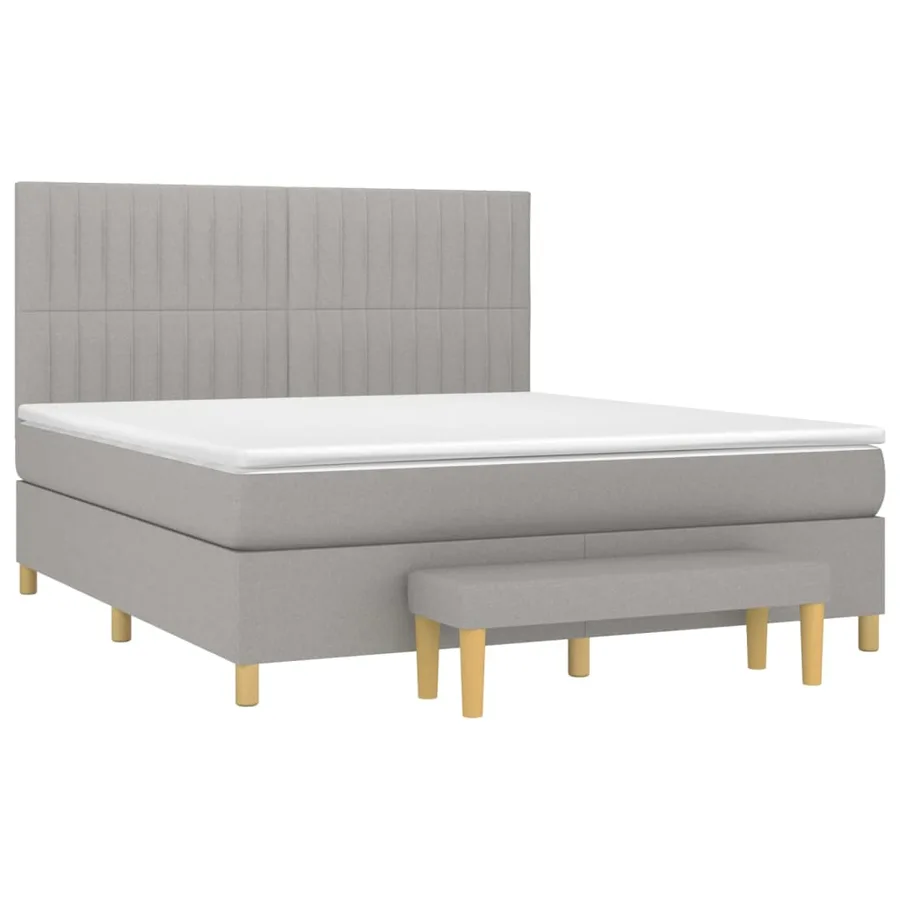 Sommier à lattes de lit avec matelas Gris clair 180x200cm Tissu - 3