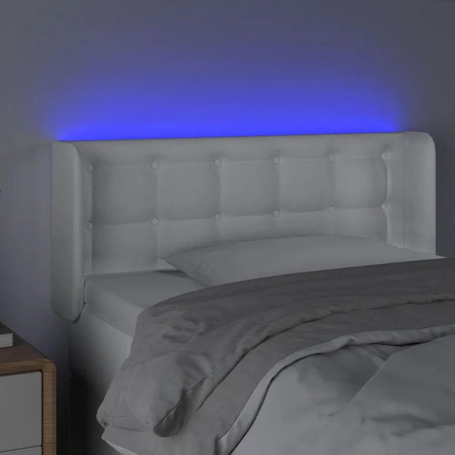 Tête de lit à LED Blanc 93x16x78/88 cm Similicuir - 4