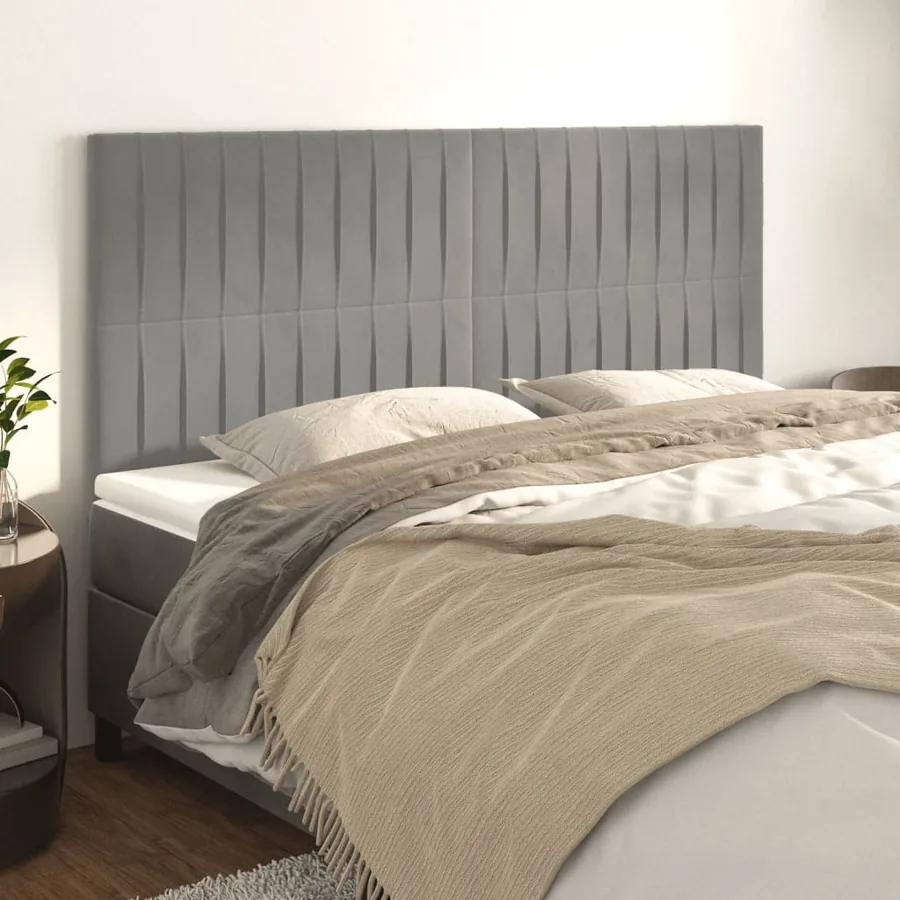 Tête de lit Gris clair 180x5x118/128 cm Velours