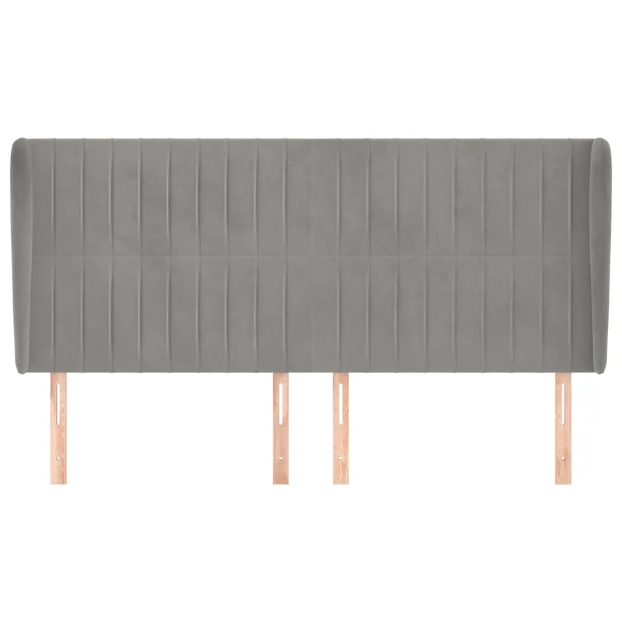 Tête de lit avec oreilles Gris clair 183x23x118/128 cm Velours - 3