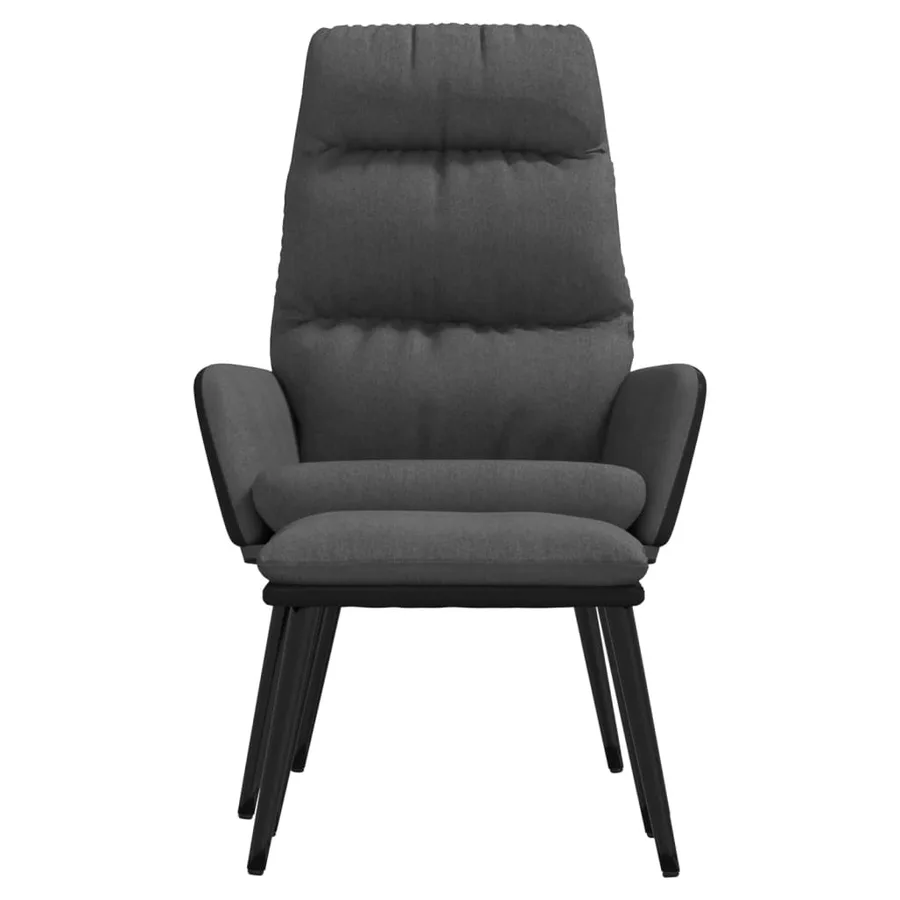 Chaise de relaxation avec tabouret Gris foncé Tissu similicuir - 3