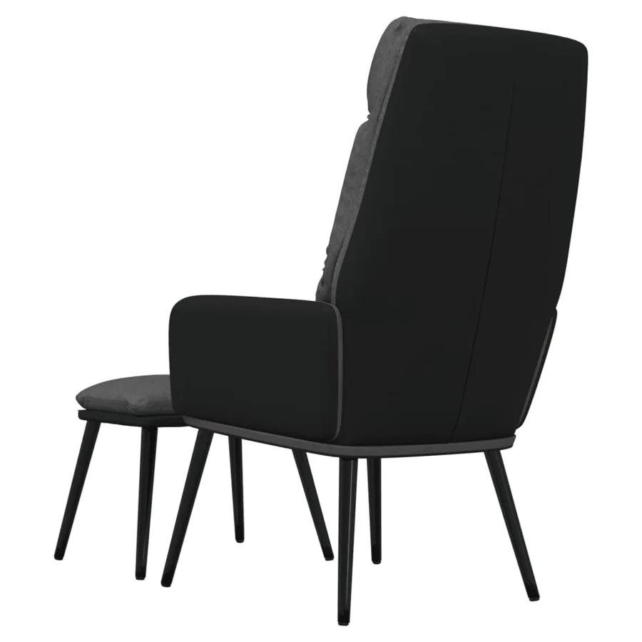 Chaise de relaxation avec tabouret Gris foncé Tissu similicuir - 5