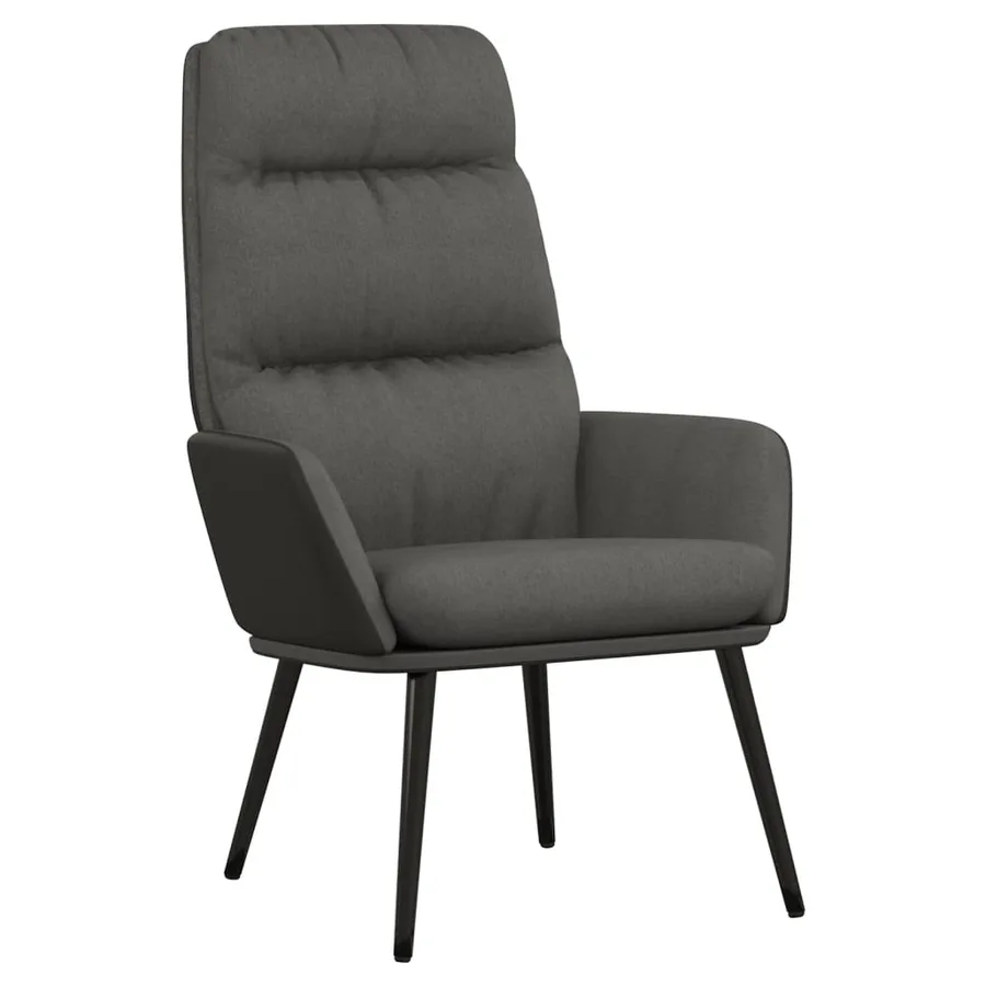 Chaise de relaxation avec tabouret Gris foncé Tissu similicuir - 6